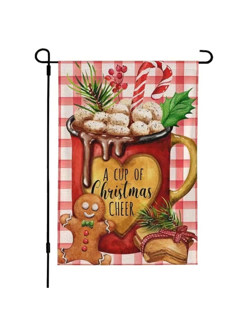 New Peppermint Gingerbread Holiday Garden Flag 18x12